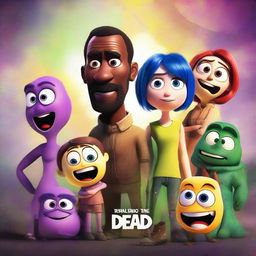 A creative movie poster mashup featuring characters from The Walking Dead and Pixar's Inside Out