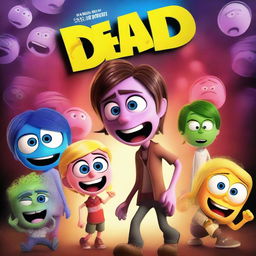 A creative movie poster mashup featuring characters from The Walking Dead and Pixar's Inside Out