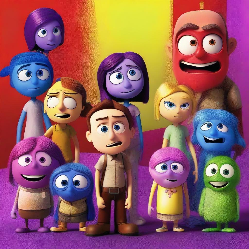 A creative movie poster mashup featuring characters from The Walking Dead and Pixar's Inside Out