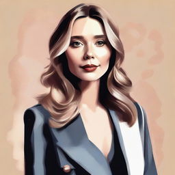 A stylized portrait of Elizabeth Olsen, capturing her beauty and charm