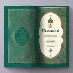 Create a book cover titled 'Philosophical Insights into Masnavi Sharif' with the subtitle 'A Deep Dive into Rumi's Stories' by Dr