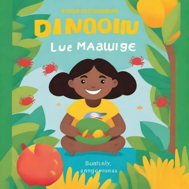 Create an illustrative children's book cover titled 'O Meu Quintal é o Mangue'