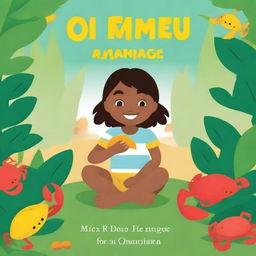 Create an illustrative children's book cover titled 'O Meu Quintal é o Mangue'