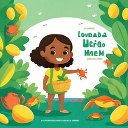 Create an illustrative children's book cover titled 'O Meu Quintal é o Mangue'