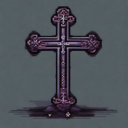 A detailed pixel art representation of a gothic cross