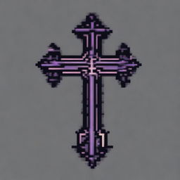 A detailed pixel art representation of a gothic cross