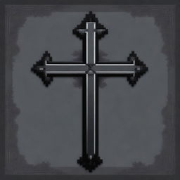 A detailed pixel art representation of a black gothic cross