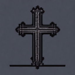 A detailed pixel art representation of a black gothic cross