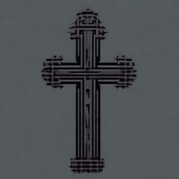 A detailed pixel art representation of a black gothic cross