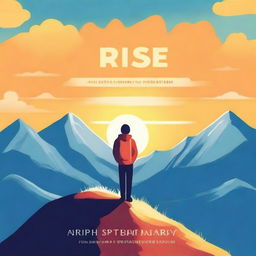 Create a vibrant and inspiring book cover for a guide titled 'Rise: A Youth's Guide to Personal Growth'