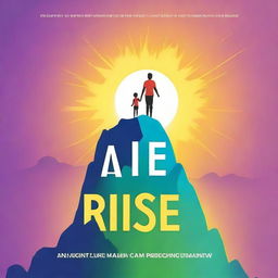 Create a vibrant and inspiring book cover for a guide titled 'Rise: A Youth's Guide to Personal Growth'