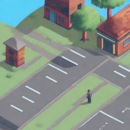 A scene featuring multiple paths diverging in different directions with a person standing at the intersection, trying to decide which path to take