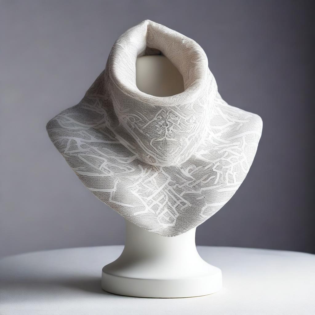 An intricately designed cowl displayed on a pedestal, showcasing its magical resistance properties