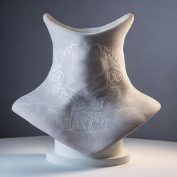 An intricately designed cowl displayed on a pedestal, showcasing its magical resistance properties