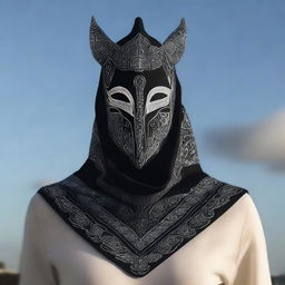 An intricately designed cowl or hood that appears to glow with magic, displayed prominently