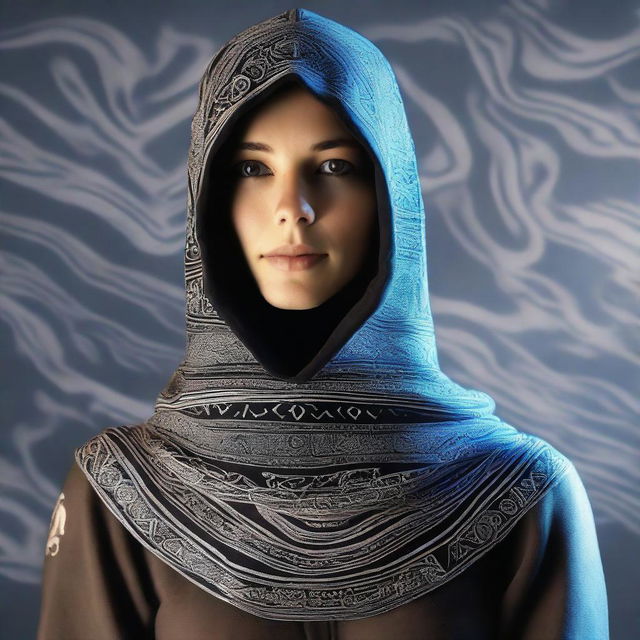 An intricately designed cowl or hood that appears to glow with magic, displayed prominently