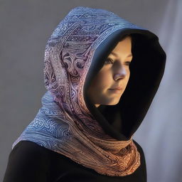 An intricately designed cowl or hood that appears to glow with magic, displayed prominently