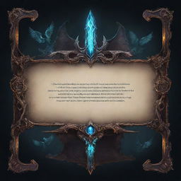 A UI Banner with souls-like ambiance, intricately detailed, for game text, set against a transparent background.