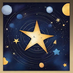 Create a yearbook design resembling a star map or galaxy, where each student and significant school event is represented as a star, planet, or constellation