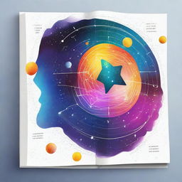 Create a yearbook design titled 'Interconnected Universe' that resembles a star map or galaxy