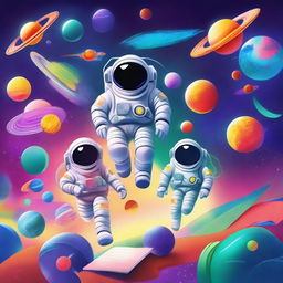 A vibrant and imaginative scene depicting a space journey through the school year