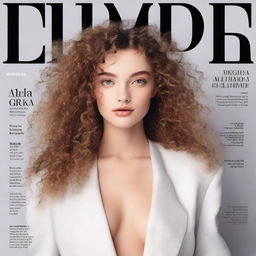 A 20-year-old Ukrainian model with curly hair gracing the cover of a high-fashion magazine