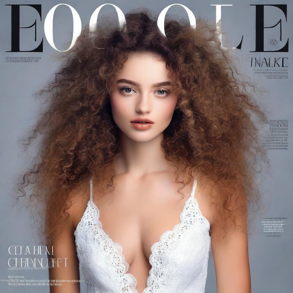 A 20-year-old Ukrainian model with curly hair gracing the cover of a high-fashion magazine