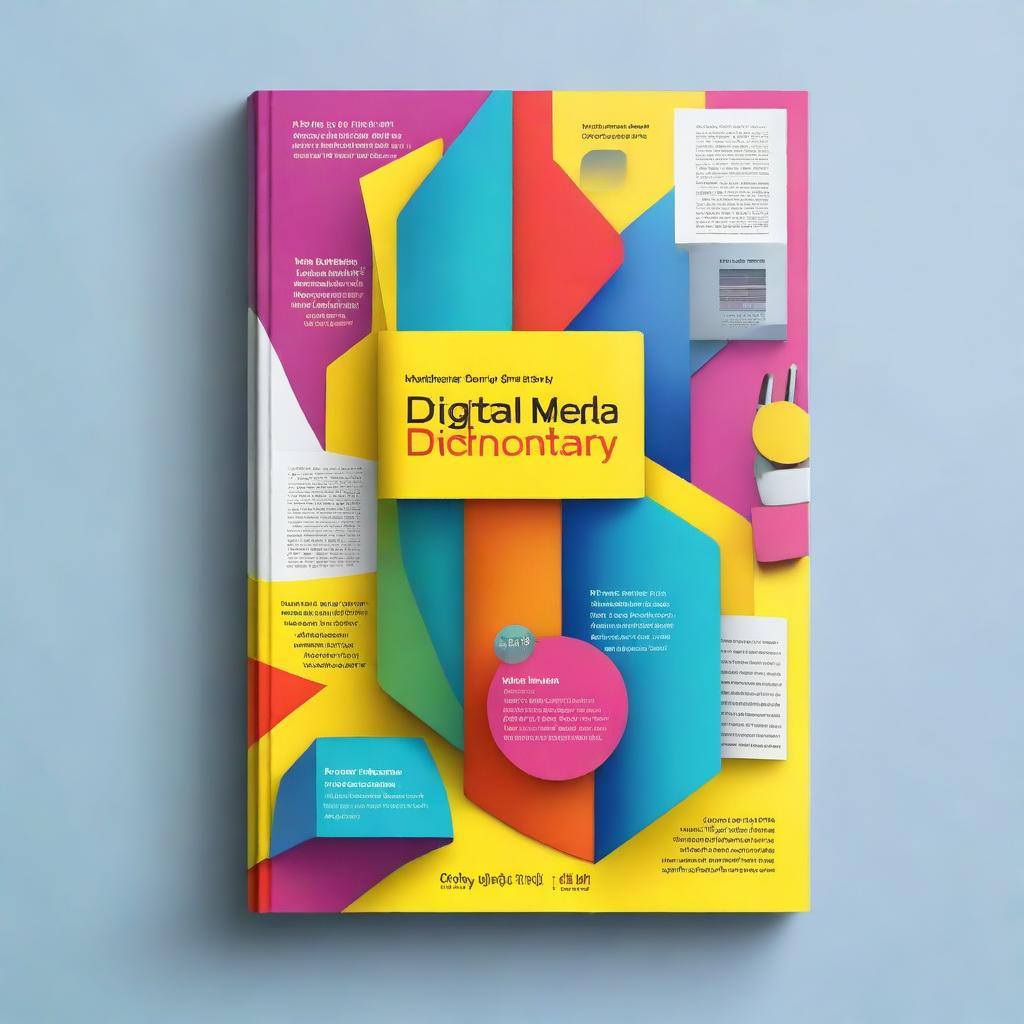 Design a modern and visually appealing book cover for 'The Digital Media Dictionary: A Comprehensive Guide to Terms, Tools, and Techniques'