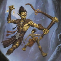 An intense scene from Dungeons & Dragons featuring an angry male Githyanki with yellow skin