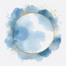 Pastel blue watercolor splashes with a round gold frame