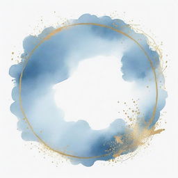 Pastel blue watercolor splashes with a round gold frame