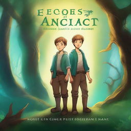 Create an enchanting book cover for the fantasy adventure story 'Echoes of the Ancients: The Quest of Jack and Liam' by Nosheen