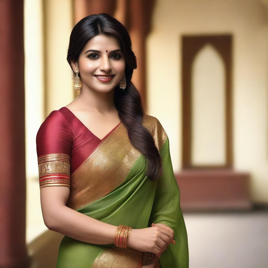 A highly detailed and realistic image of actress Samantha Ruth Prabhu wearing a traditional Indian saree