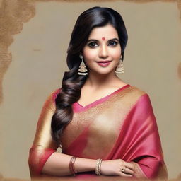 A highly detailed and realistic image of actress Samantha Ruth Prabhu wearing a traditional Indian saree