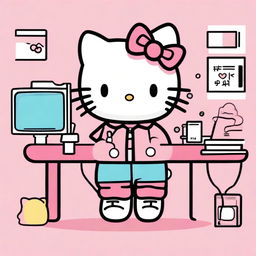 Create an image of Hello Kitty as a vlogger