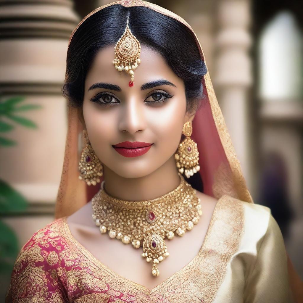 A young married Indian woman in traditional attire, showcasing elegance and grace