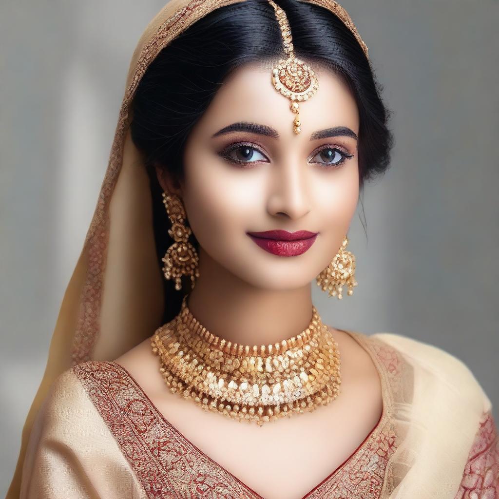 A young married Indian woman in traditional attire, showcasing elegance and grace