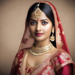 A young married Indian woman in traditional attire, showcasing elegance and grace