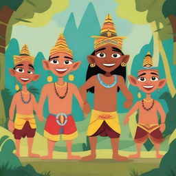 Create a Disney Pixar movie poster featuring the Minangkabau tribe from Sumatra Island