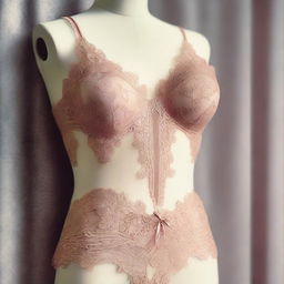 An artistic depiction of sexy lingerie displayed on a mannequin or hanging on a hanger