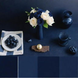 A rich, deep navy blue color palette