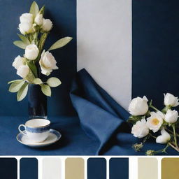 A rich, deep navy blue color palette