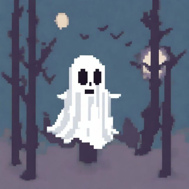 Create a pixel art animation of a ghost moving