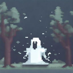 Create a pixel art animation of a ghost moving