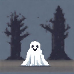 Create a pixel art animation of a ghost moving