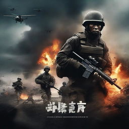 Create a war movie poster with the title 'Named by Than Yu'