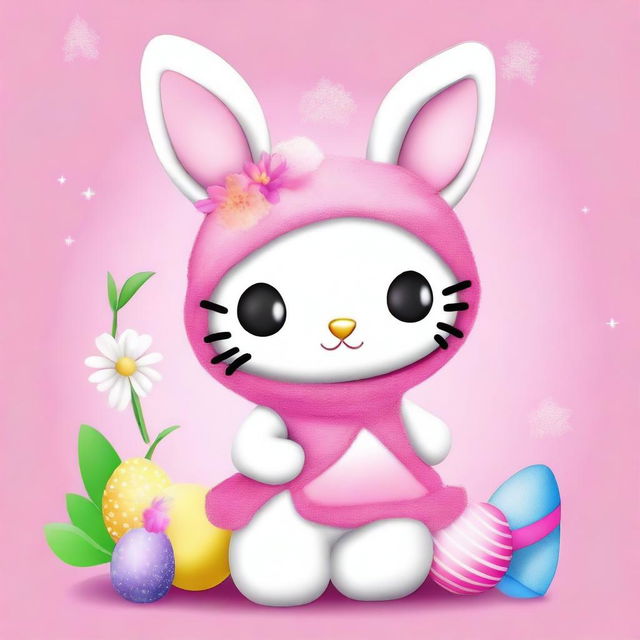 Create an image of Hello Kitty dressed as a bunny