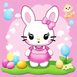 Create an image of Hello Kitty dressed as a bunny