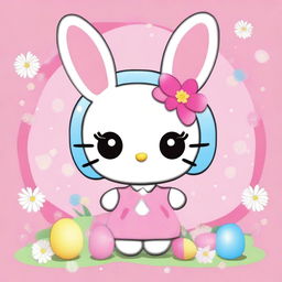 Create an image of Hello Kitty dressed as a bunny