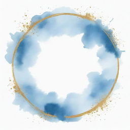 Light blue watercolor splashes with a round gold frame